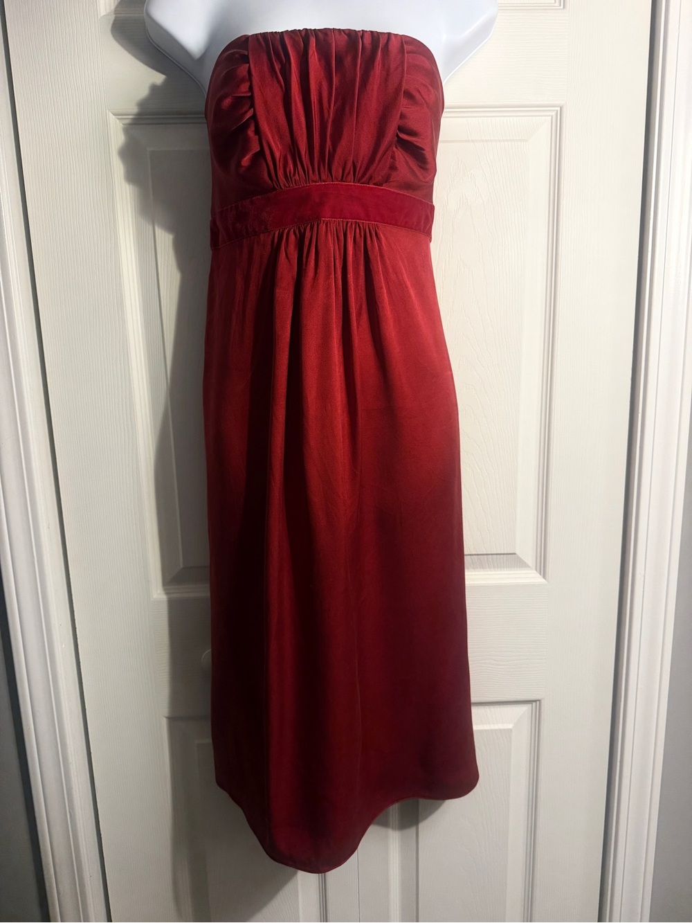 Banana Republic red silk strapless dress size 14